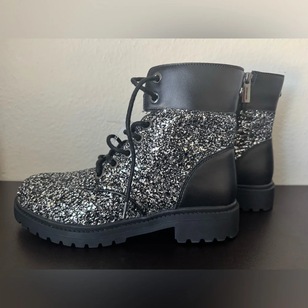 NWOT Michael Kors Alistair Bootie Chunky Glitter Combat Boots Size 6 NO BOX - Picture 5 of 7